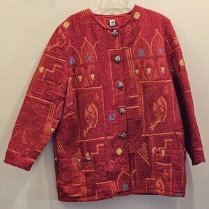 Vintage Women's Lambrini Hungary Jacket Heart Buttons Colorful Size Large